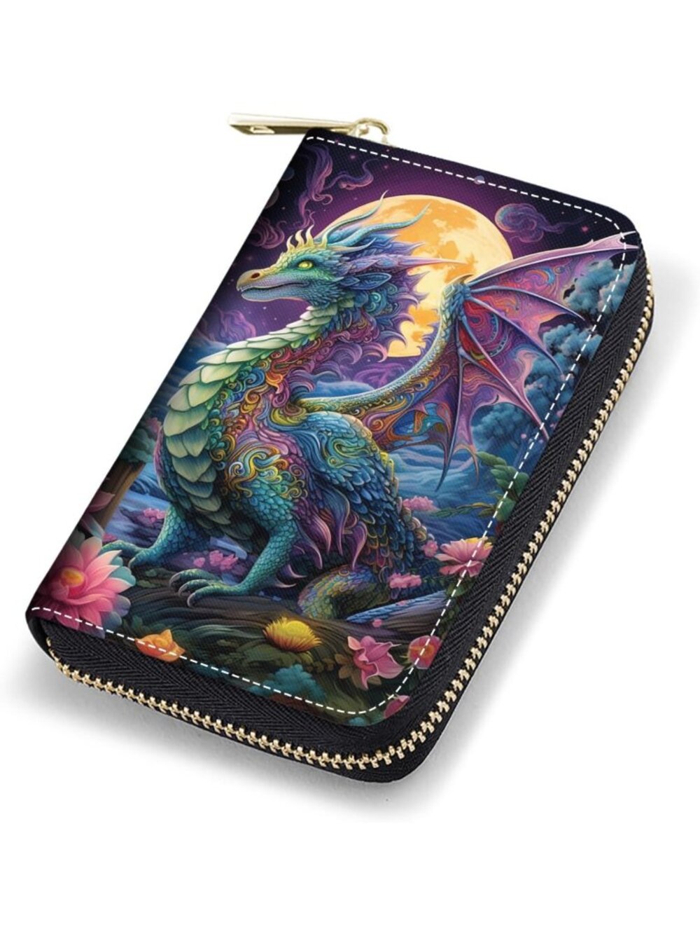RFID Blocking Leather Card Holder Wallet for Women, Zipper Accordion Design